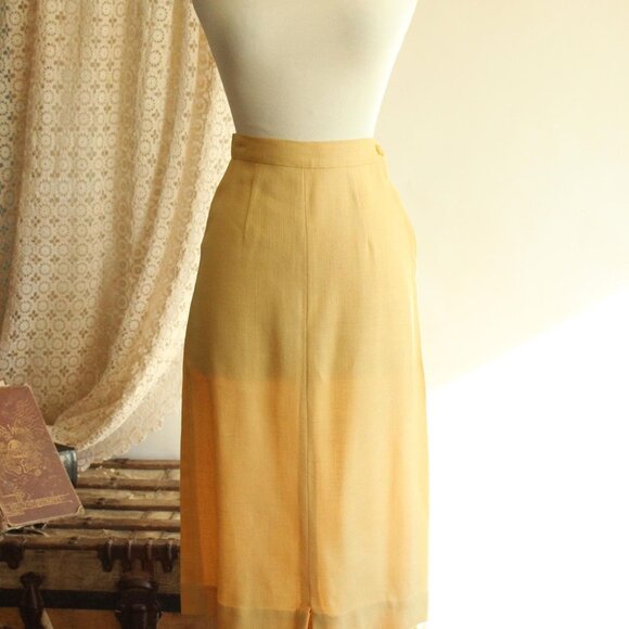 Vintage 1940s Suit, Arthur Jay Yellow Linen Two Piece Skirt And Jacket - Picture 2 of 11